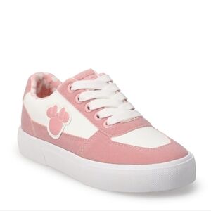 Kids Pink and White Lace-Up Casual Sneakers